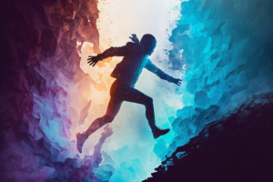 A person jumping into a new dimension.